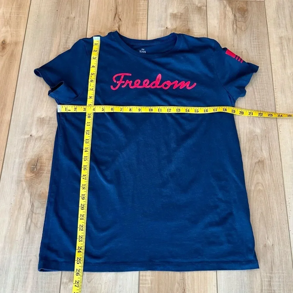 Under Armour Women's Short Sleeve Graphic Freedom Tee Blue-Red Size Large